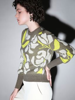 VERO MODA - Green Printed Pullover