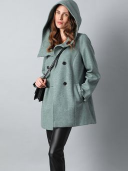 VERO MODA - Light Green Hooded Trench Coat