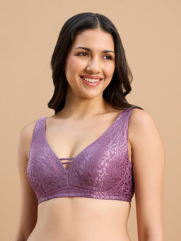 Nykd by Nykaa - Luxe Shiny Lace Everyday Non Padded Non-Wired Bra NYB038 Berry C