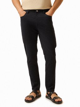 The Bear House - Men Navy Blue Solid Casual Trouser