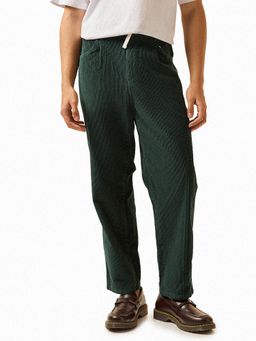The Bear House - Men Green Solid Casual Trouser