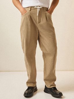 The Bear House - Men Beige Solid Casual Trouser