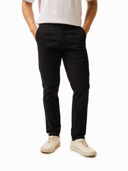 The Bear House - Men Black Solid Casual Trouser