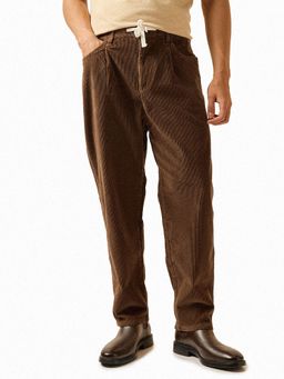 The Bear House - Men Brown Solid Casual Trouser