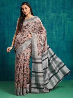 RACHNA - Floral Printed Designer Saree with Blouse Piece