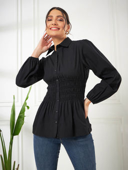 Kibo - Womens Smoked Waist Button Shirt