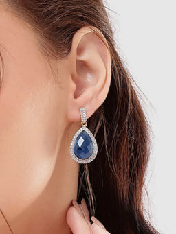 Nuyug - Blue Brass Gold Plated Pair Of Earrings