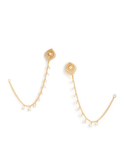Nuyug - Gold Brass Gold Plated Pair Of Ear Chains