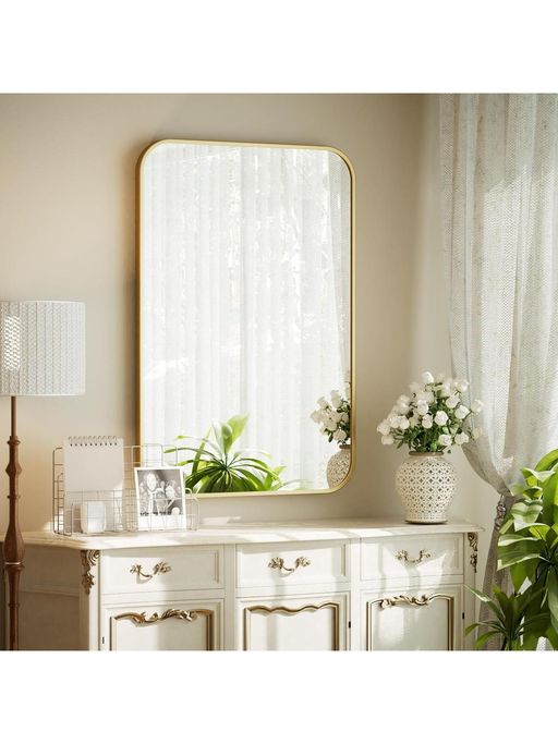 The Artment Streamline Rectangle Wall Mirror Gold 84 Cm