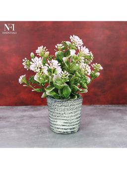NFI Essentials - Artificial Plants Pot For Home Decor & Office Decoration Small Dry Fake Flower White