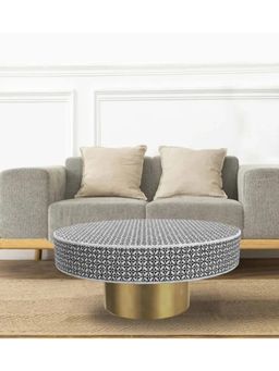 CasaGold - Geometric flower Bone Inlay Coffee Table In Black Finish