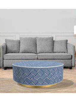 CasaGold - Herringbone Bone Inlay Coffee Table In Blue Finish