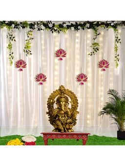Special You - Ganpati Decoration Setup For Home Lotus Hanging & Curtains- 11 Pcs