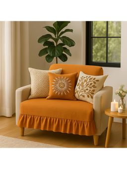 THROW PILLOW - Orange Pleats Sofa Cover 65X130 cm