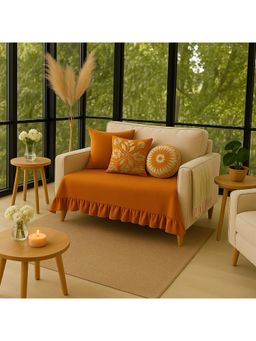 THROW PILLOW - Orange Pleats Sofa Cover 65X65 cm