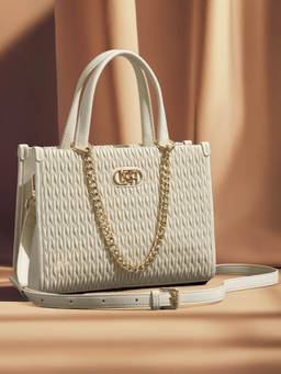 U.S. POLO ASSN. - Chloe Off White satchel Handbag with Solid Finish