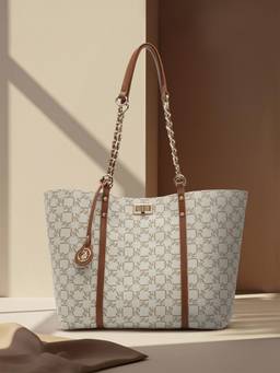 U.S. POLO ASSN. - Women Kylie 2.0 Off White Tote Handbag (L)