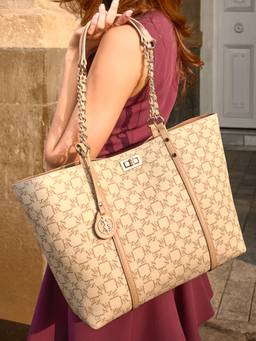 U.S. POLO ASSN. - Women Kylie 2.0 Beige Tote Handbag (L)
