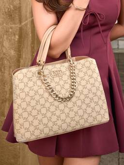 U.S. POLO ASSN. - Women Zoe 2.0 Beige Satchel Handbag (L)
