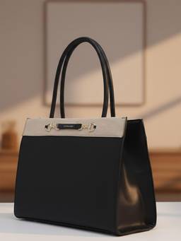 U.S. POLO ASSN. - Alina 2.0 Black Colourblocked Tote Handbag (M)
