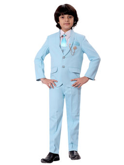 BT DEZINES - Aqua Solid Shirt, Waistcoat, Blazer and Pant with Tie (Set of 5)