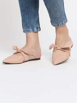 Twenty Dresses by Nykaa Fashion - Pink Pointed Toe Bow Mules