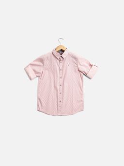 Allen Solly - Boys Pink Printed Full Sleeves Slim Fit Casual Shirt