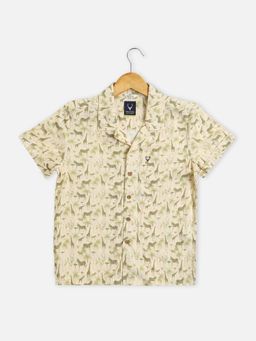 Allen Solly - Boys Beige Printed Half Sleeves Regular Fit Casual Shirt