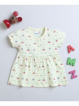Bumzee - Lemon Girls Half Sleeves Cotton Frock