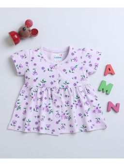 Bumzee - Lavender Girls Half Sleeves Cotton Frock