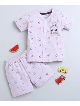 Bumzee - Lavender Baby Girls Half Sleeves Jabla & Shorts (Set of 2)