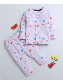 Bumzee - Lavender Baby Girls Full Sleeves Jabla & Pyjama (Set of 2)