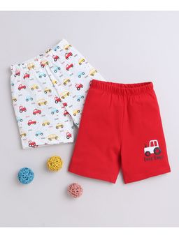 Bumzee - Red & White Boys Shorts (Pack of 2)