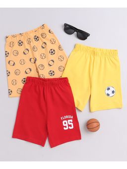 Bumzee - Red & Yellow Boys Shorts (Pack of 3)