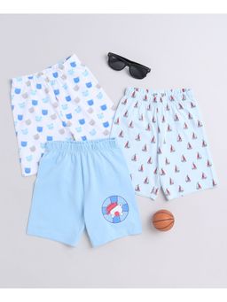 Bumzee - Sky Blue & White Boys Shorts (Pack of 3)