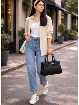 ODDCAT - Vegan Jackie Black Leather Tote Bag