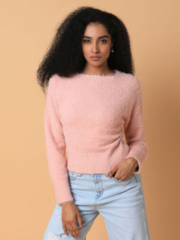 SHOWOFF - Women Solid Peach Sweater