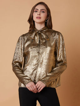 SHOWOFFFF - Women Solid Metallic Top