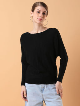 SHOWOFFFF - Women Solid Black Top