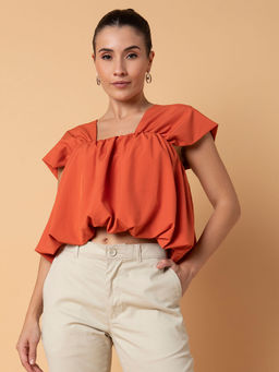 SHOWOFF - Women Solid Orange Crop Top