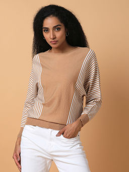 SHOWOFF - Women Stripes Brown Top