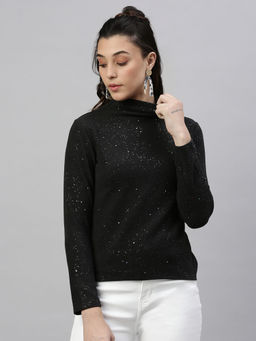 SHOWOFFFF - Women Shimmer Charcoal Top