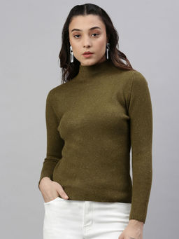 SHOWOFF - Women Solid Olive Top