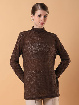 SHOWOFFFF - Women Solid Brown Top