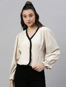 SHOWOFFFF - Women Solid Cream Top