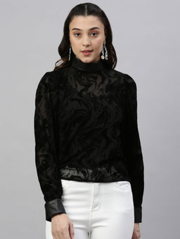 SHOWOFF - Women Solid Black Top