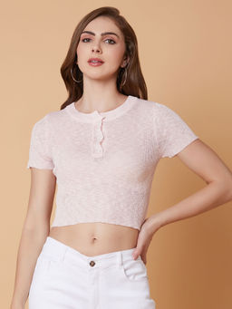 SHOWOFF - Women Solid Pink Crop Top