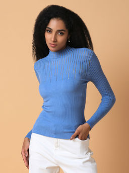 SHOWOFFFF - Women Solid Blue Top