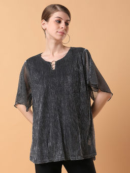 SHOWOFF - Women Solid Metallic Grey Top