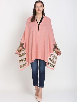 KnitStudio - Peach Embroidered Knitted Shawl